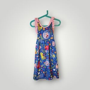 Penelope Plumm colorful cat ruffle sundress dress size 6